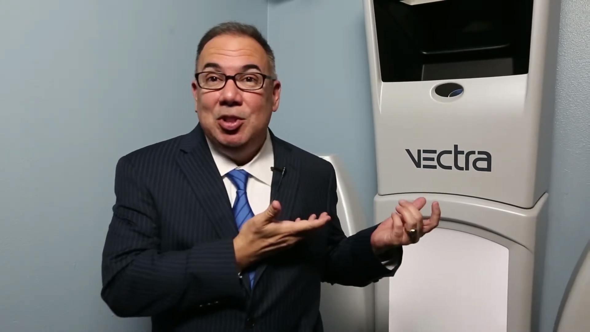 Dr. Rios showing the Vectra machine