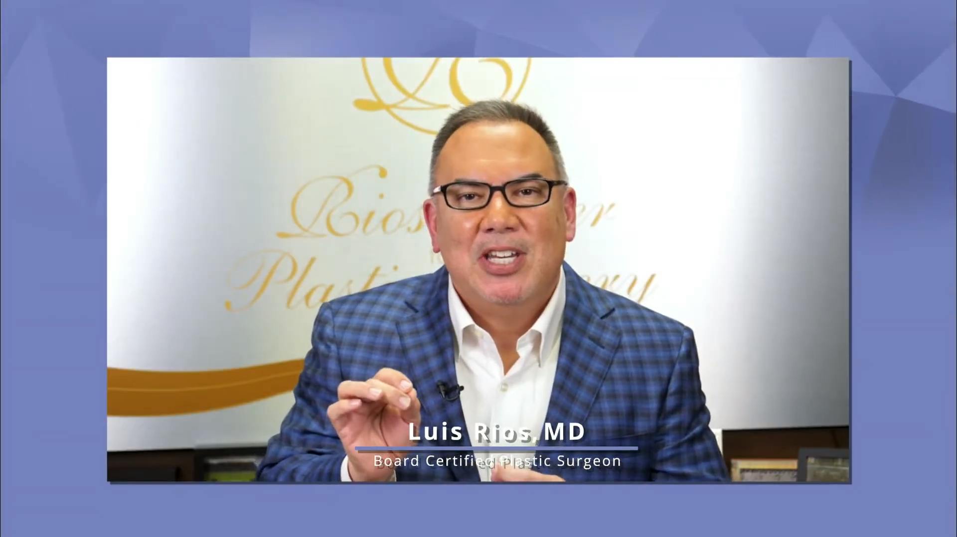 Dr. Rios in a check suit in his office