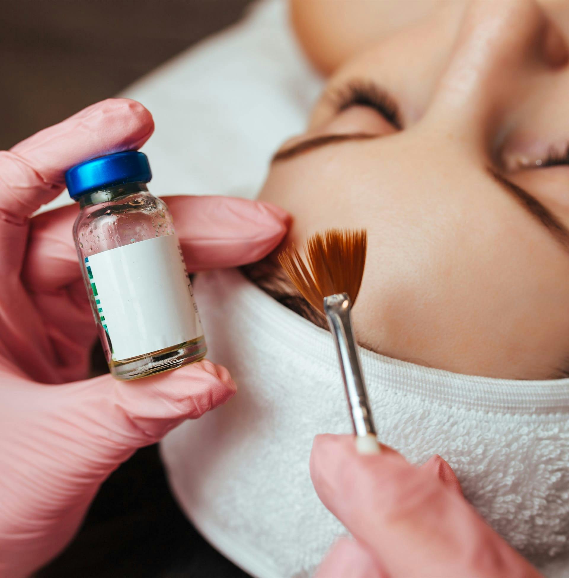close up of projects being used on a chemical peel