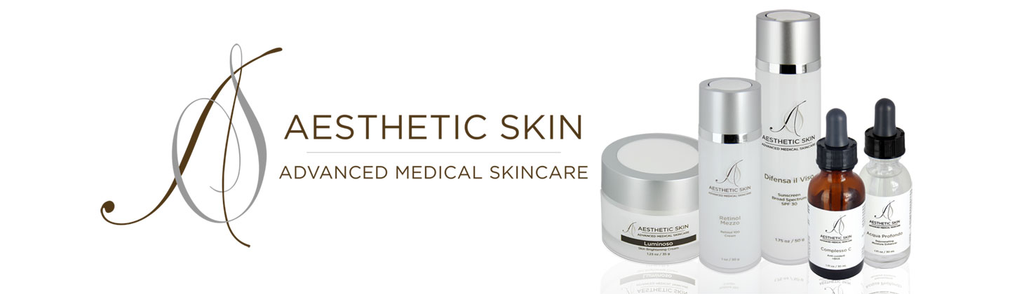aesthetic skin banner with skincare products