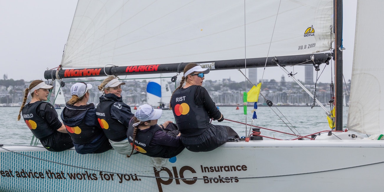 Team of women sailing in Auckland harbour