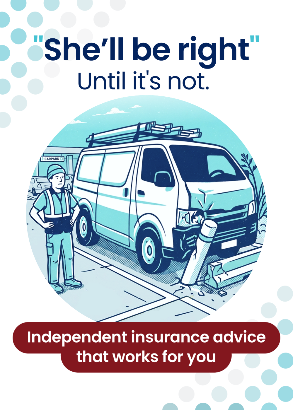 Graphic image of a van with text
