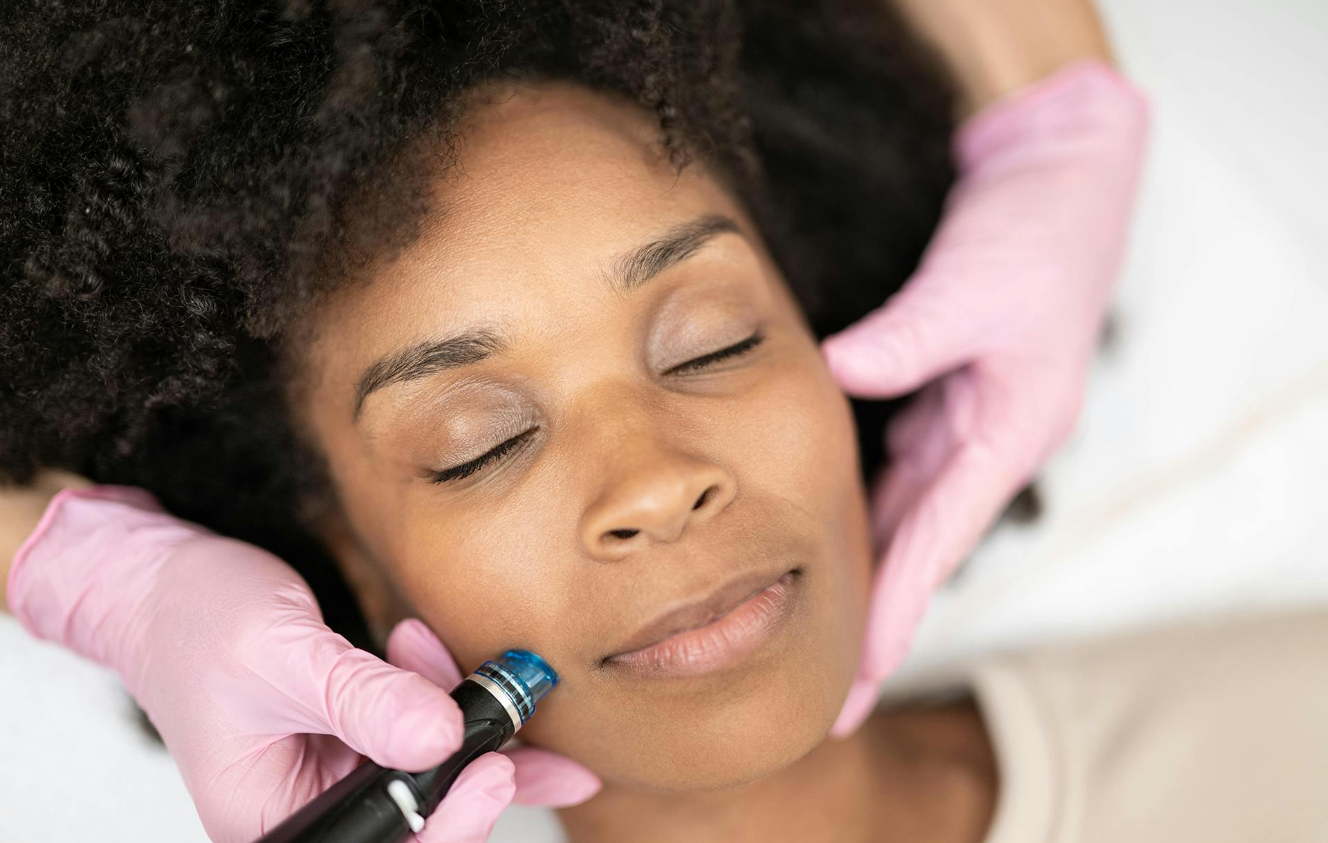 patient receiving hydrafacial treatment