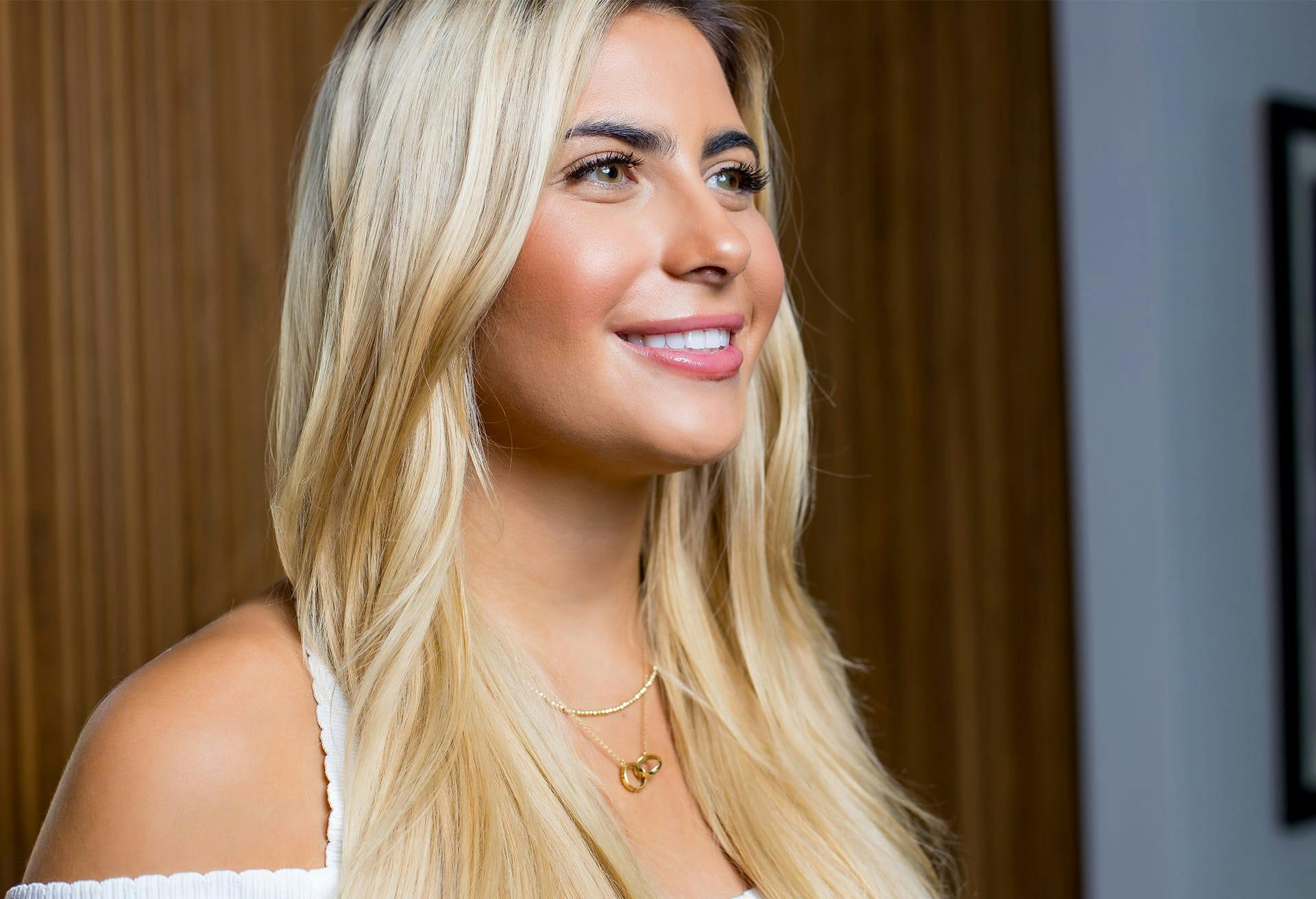 Smiling blonde woman