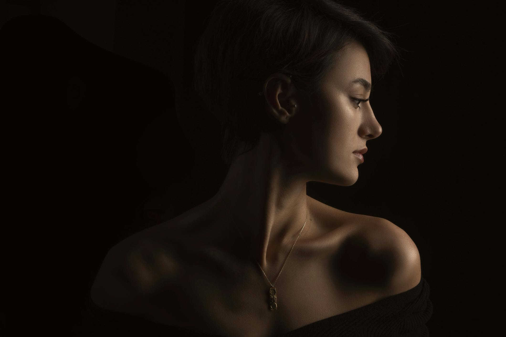 young woman side profile