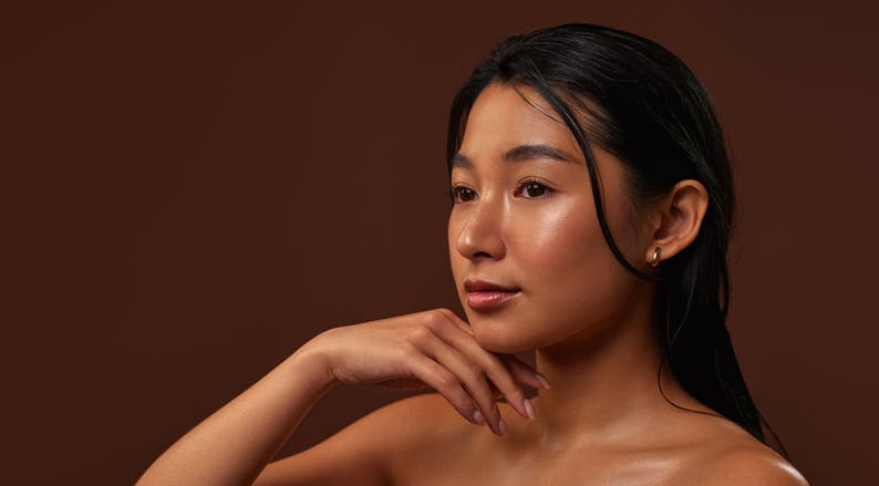 woman on a brown background