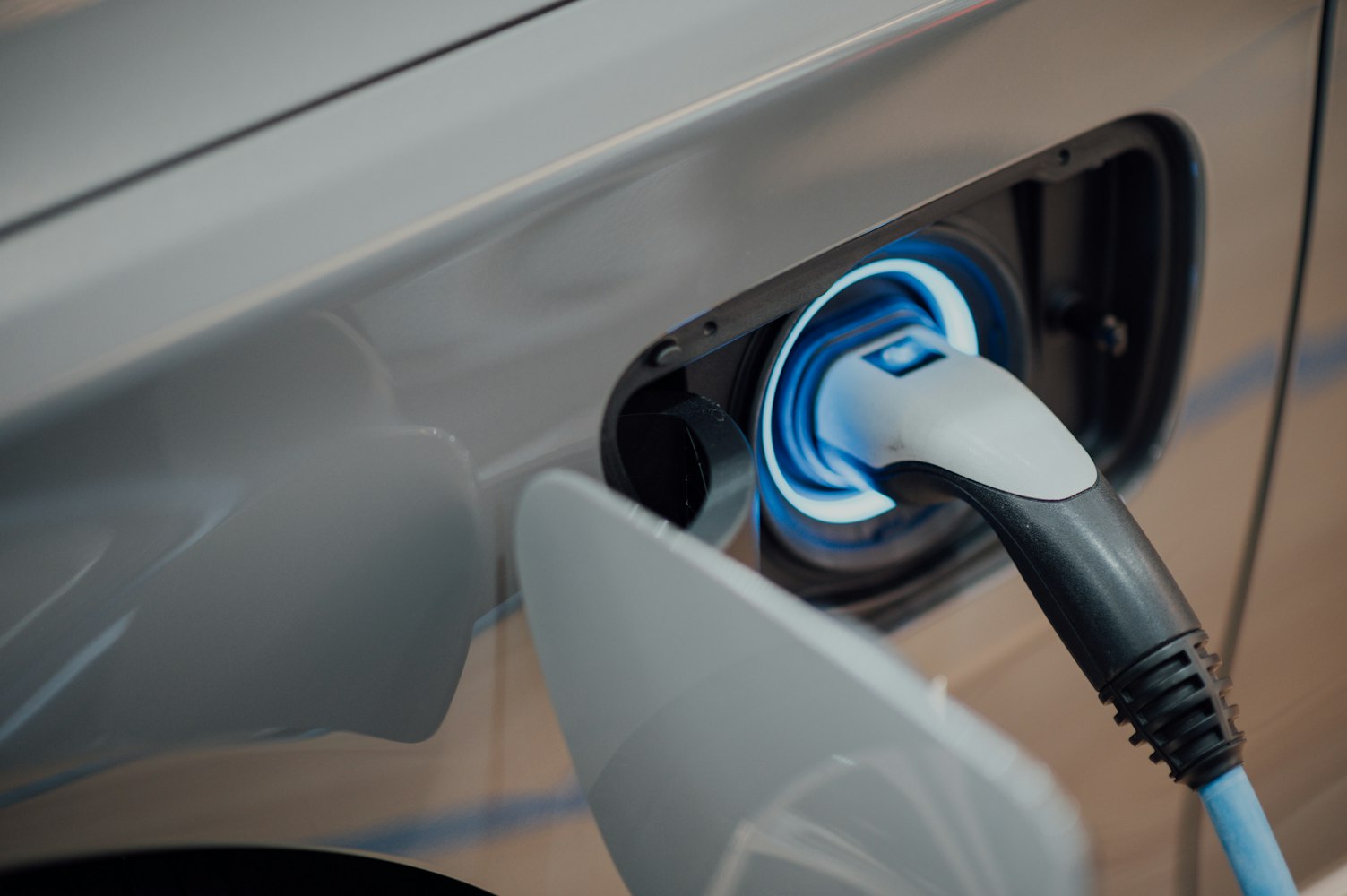 An electric car being charged