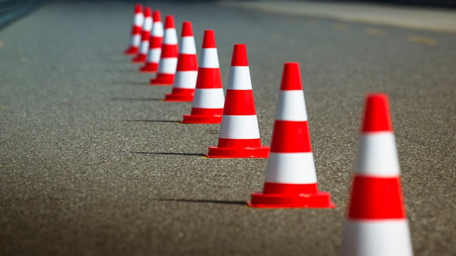 Test ride for cargo bikes traffic cones for a test ride