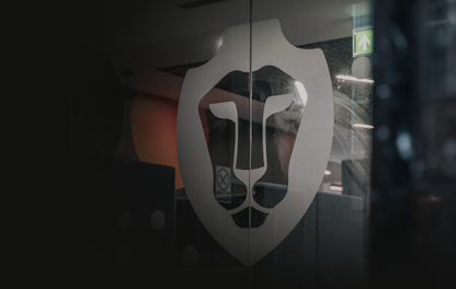 A door to BPP showing the Lion's head logo