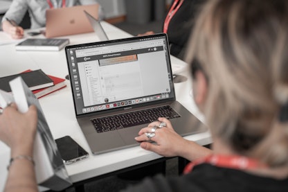 A person using a laptop