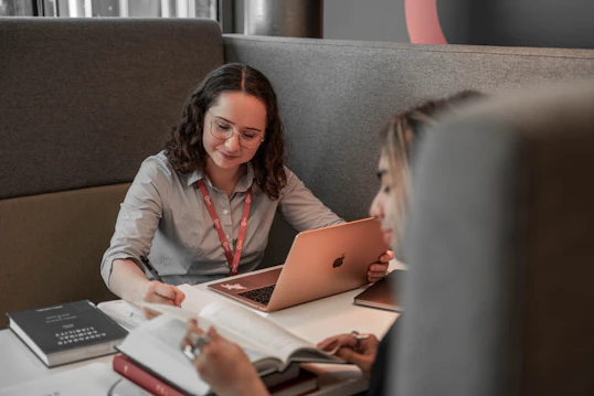 A recruitment adviser speaking to a student