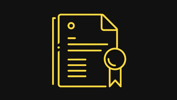 An icon of a document with a badge