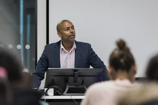 Lecturer speaking in class