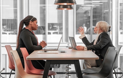 Two students having a conversation