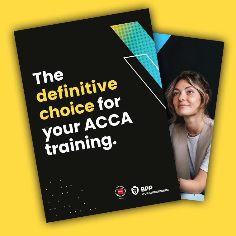 Front cover of BPP's ACCA guide, with the title the definitive choice for your ACCA training