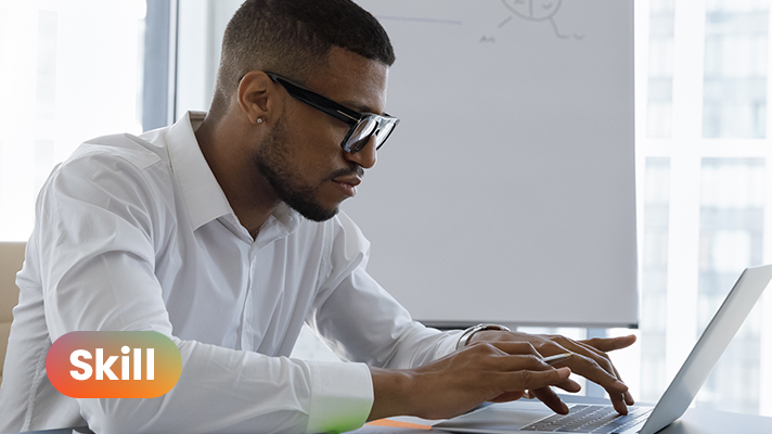 Man studying a skills course