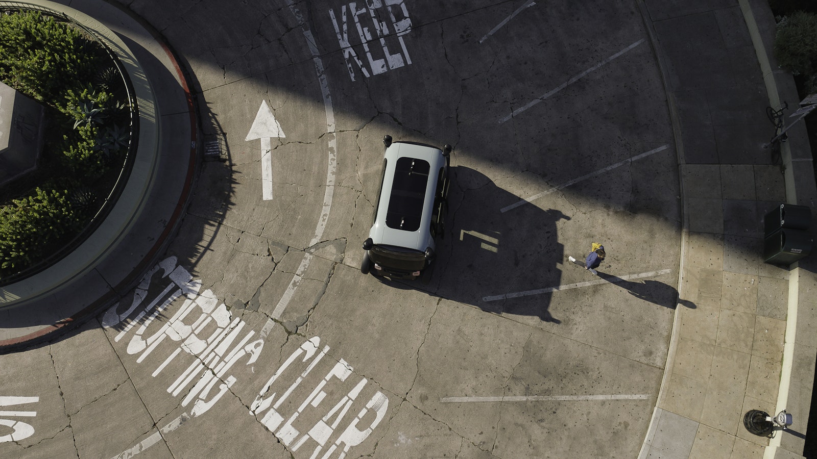 A Zoox vehicle parked in front of Coit Tower