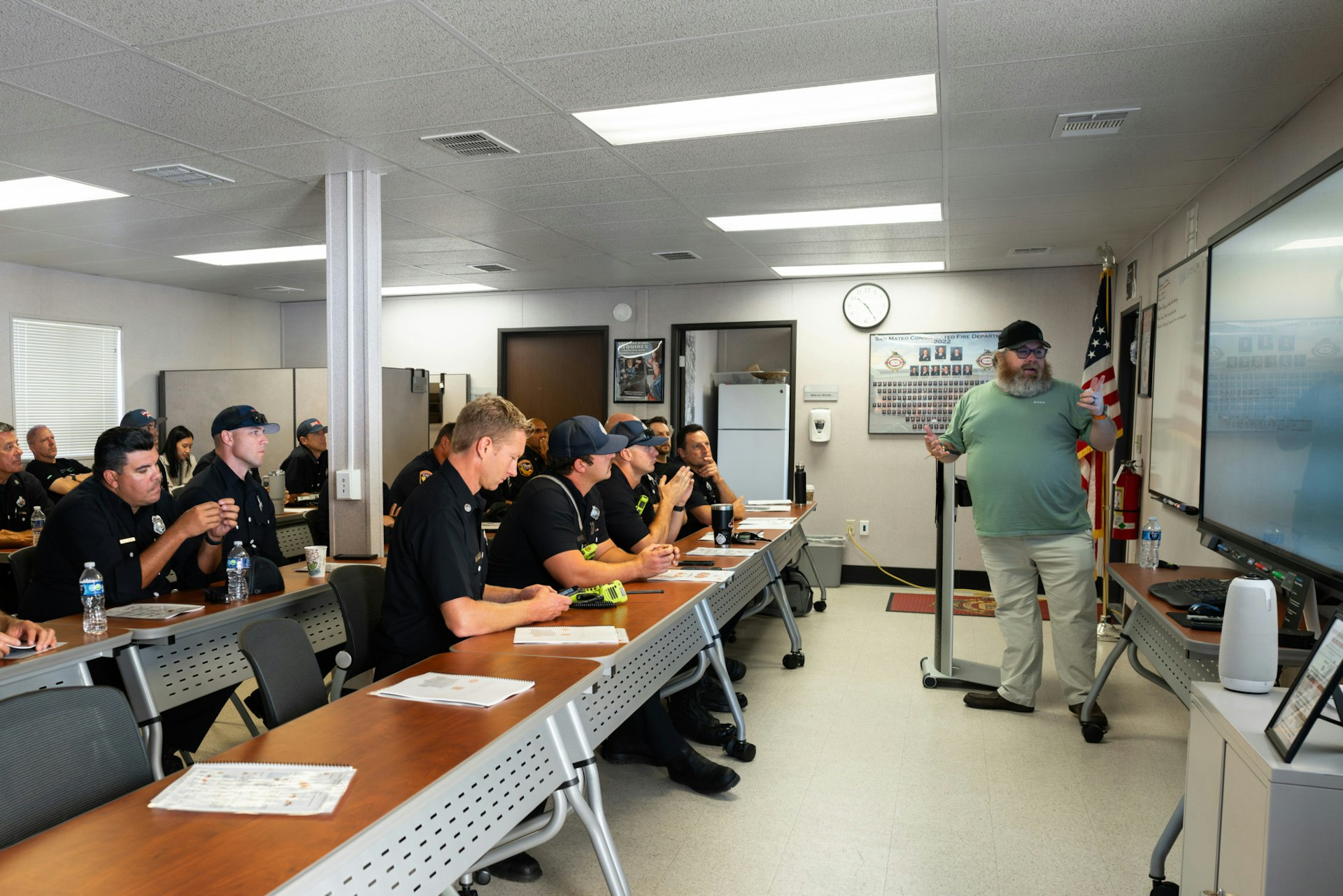 Zoox employee Bill instructing firefighters