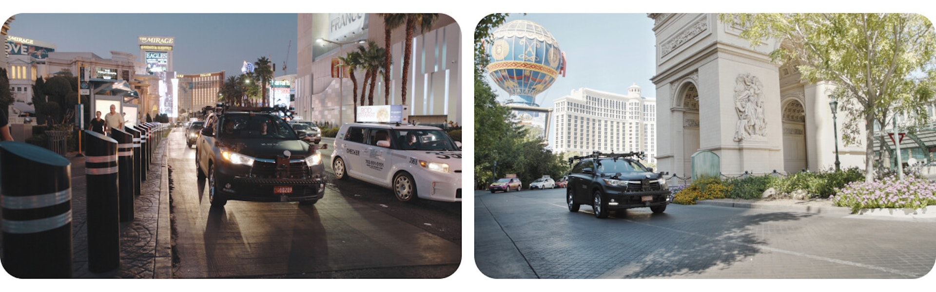 zoox las vegas location with test vehicles driving on the road