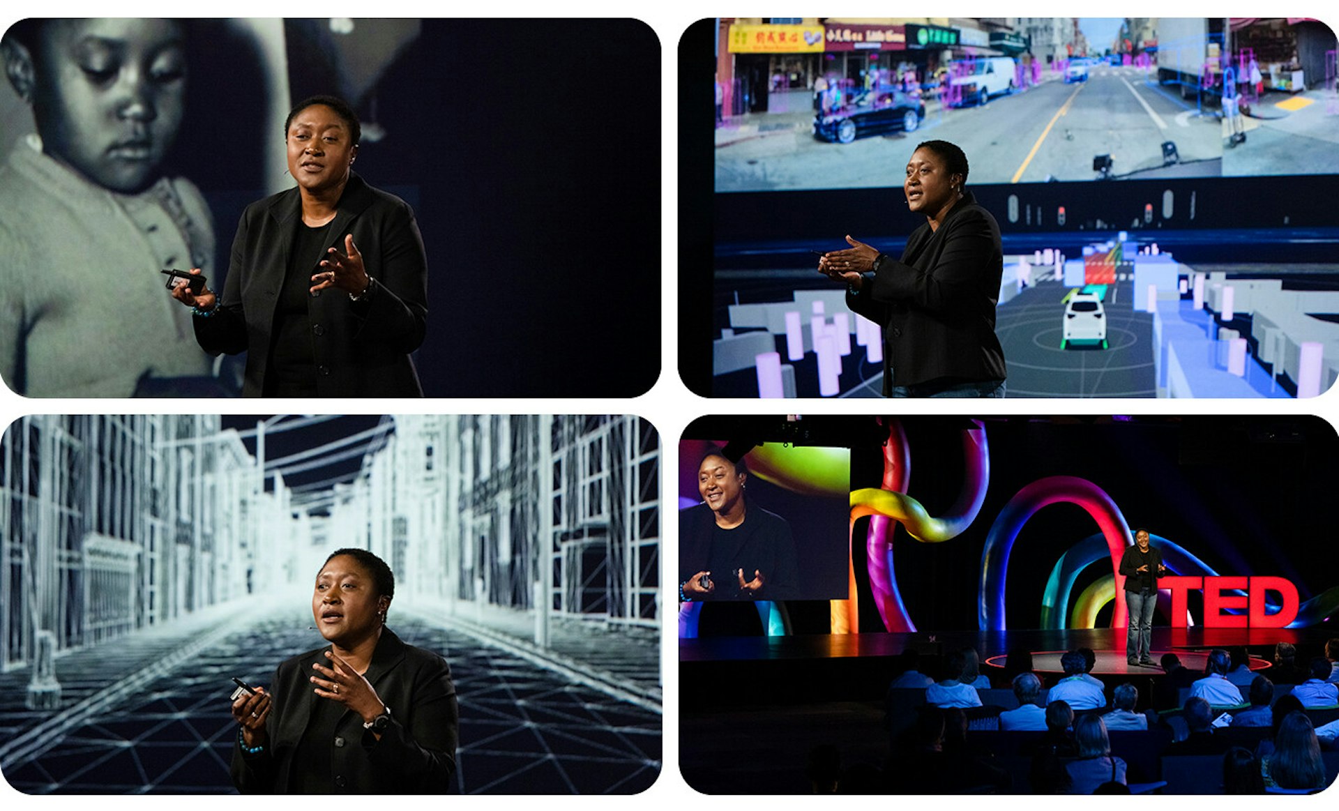 Aicha Evans on the stage at TED