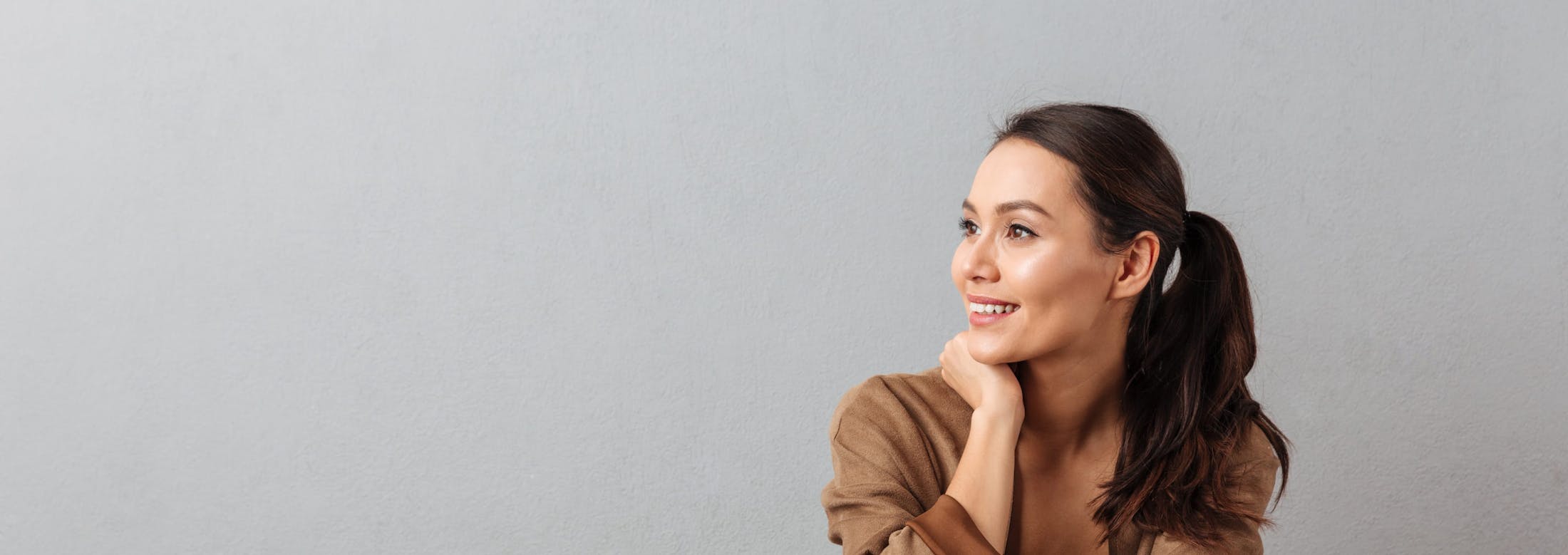 Woman with her hair in a ponytail