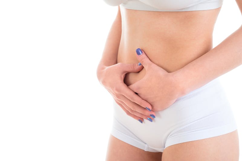Woman in white undergarments