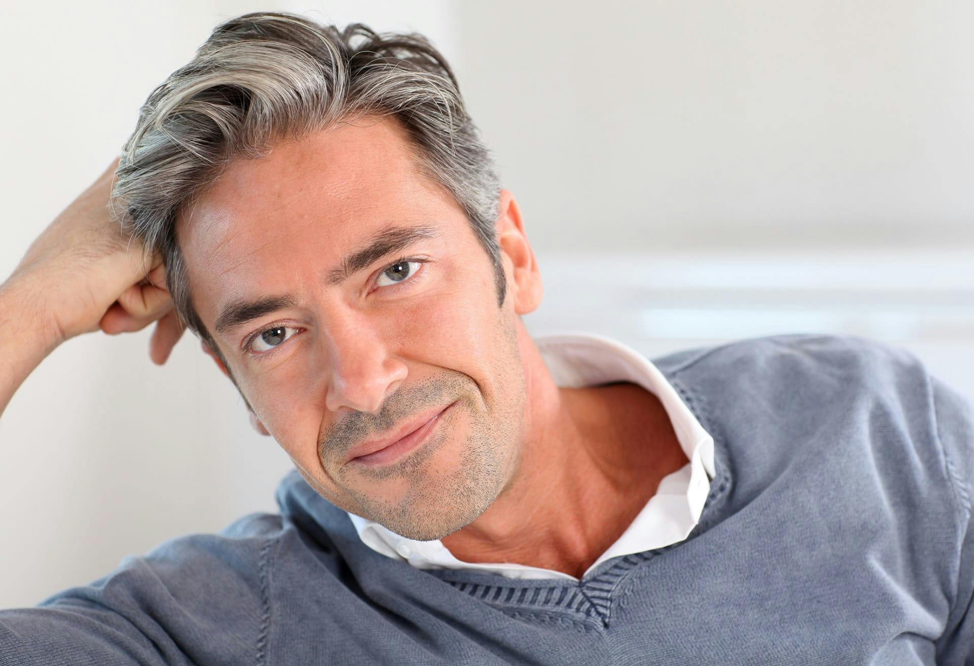 Older man with salt and pepper hair
