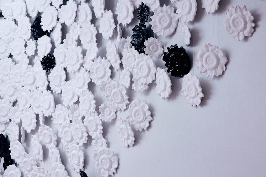 picture of flower decorations on white wall