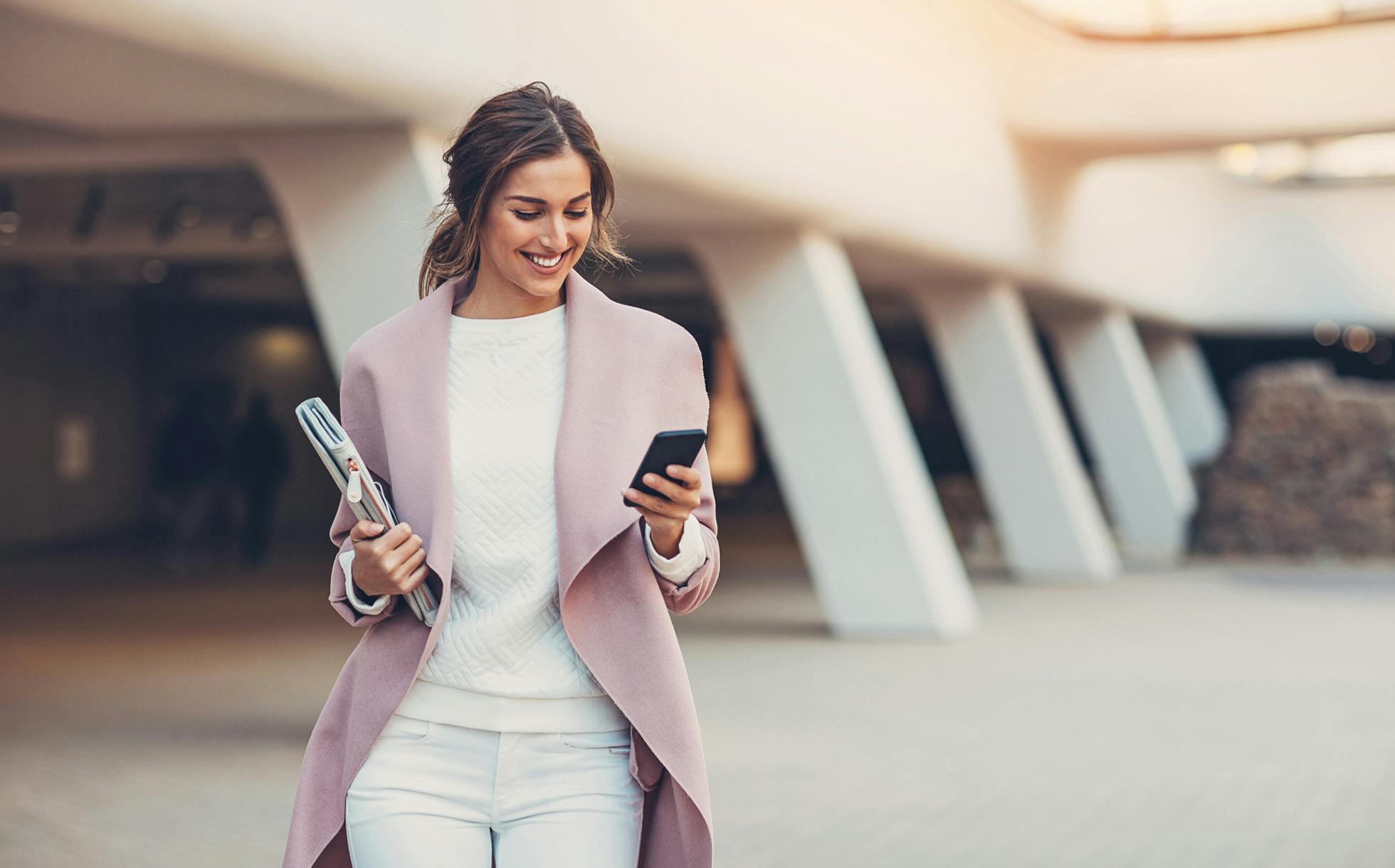 Beautiful woman wearing nice clothes taking a stroll