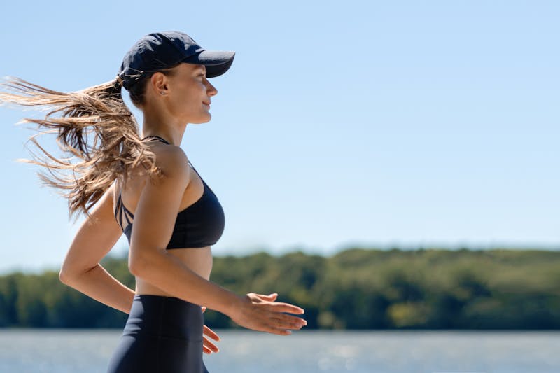 Woman running outside