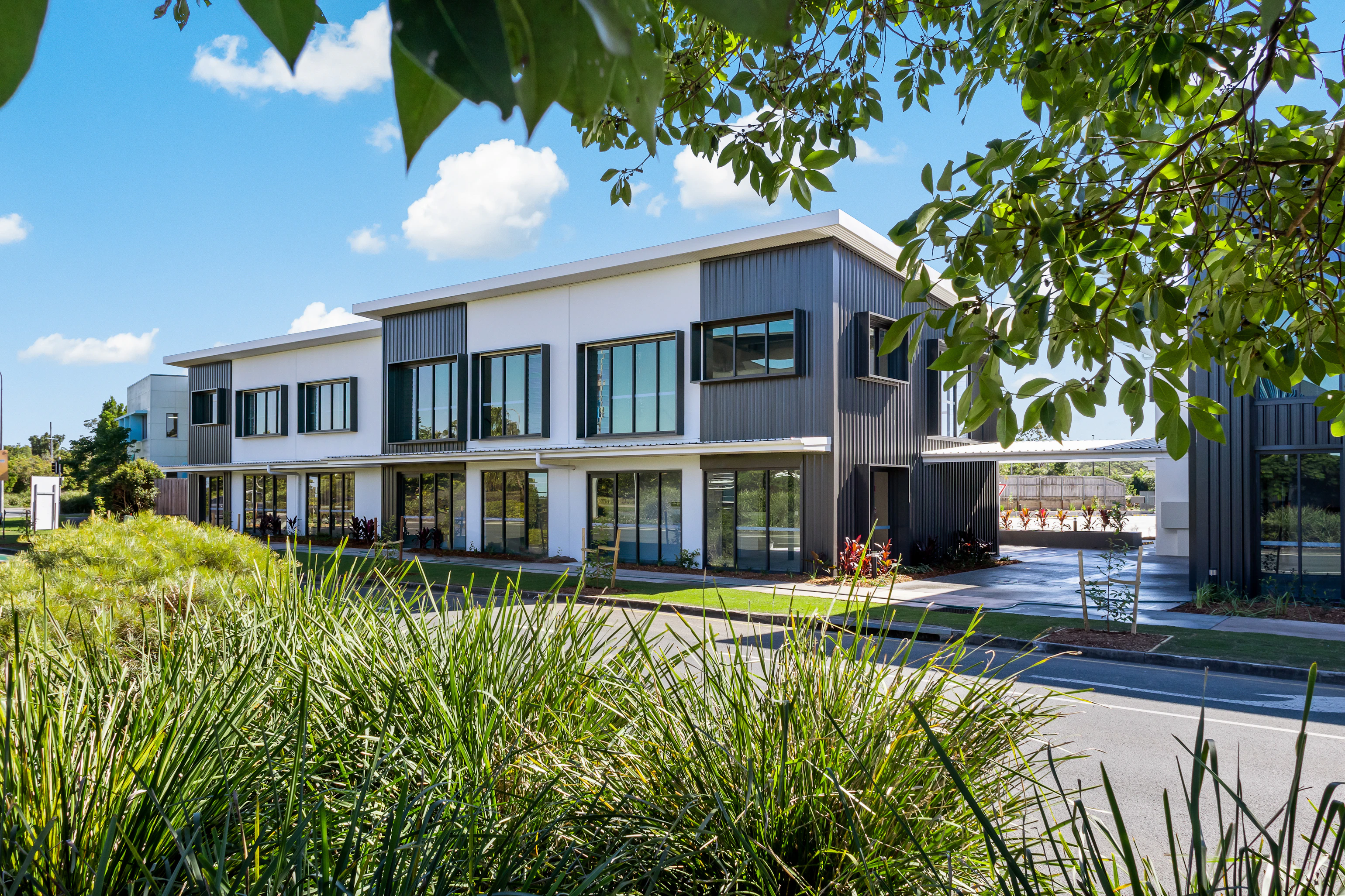Partnership Place commercial units exterior aerial view, Sippy Downs QLD