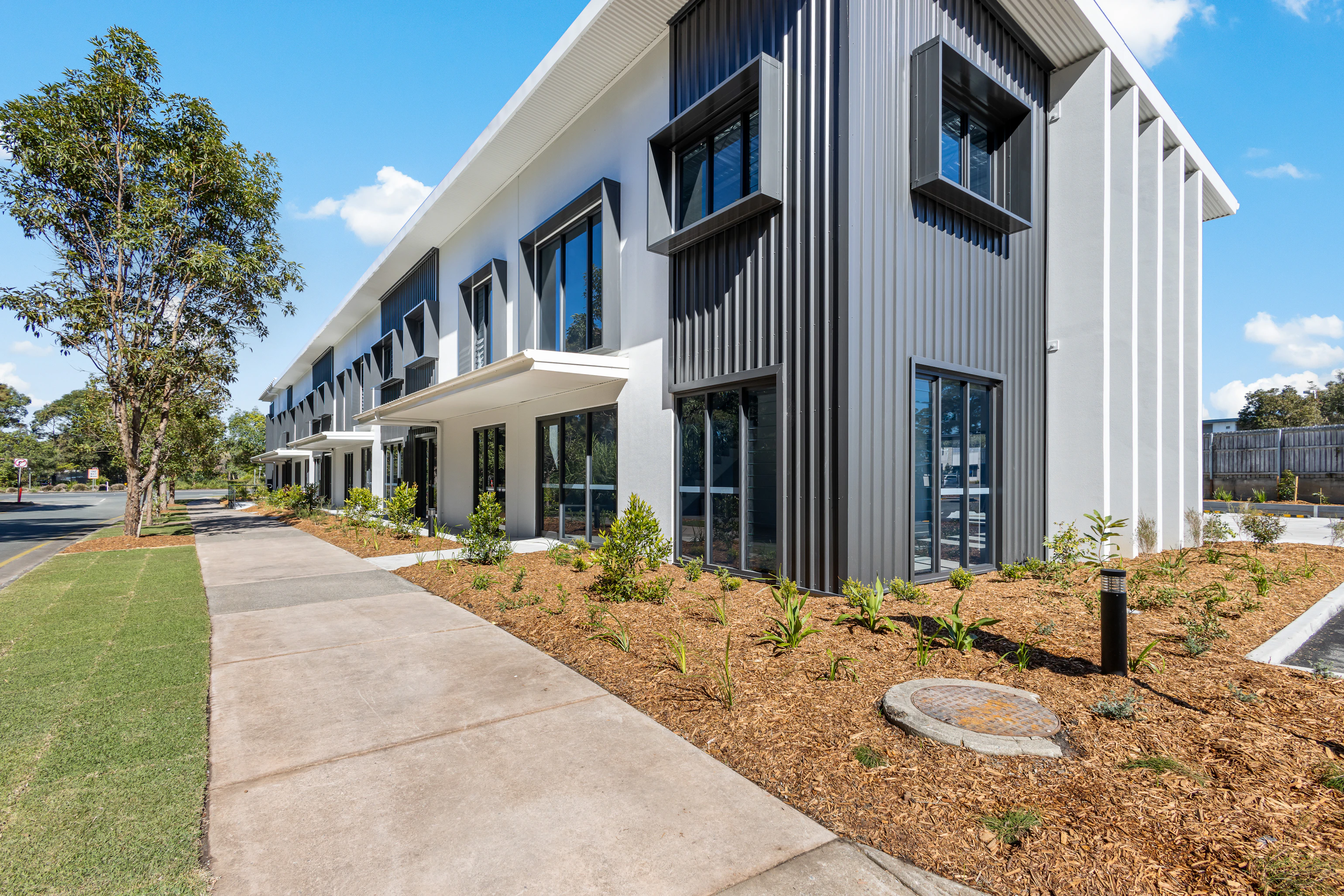 Partnership Place commercial units exterior aerial view, Sippy Downs QLD