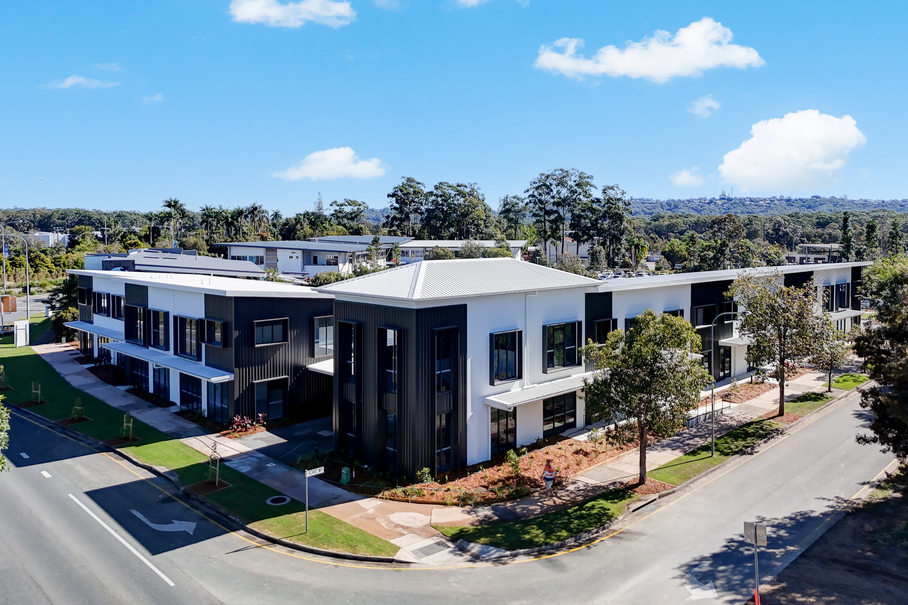 Partnership Place commercial units exterior aerial view, Sippy Downs QLD
