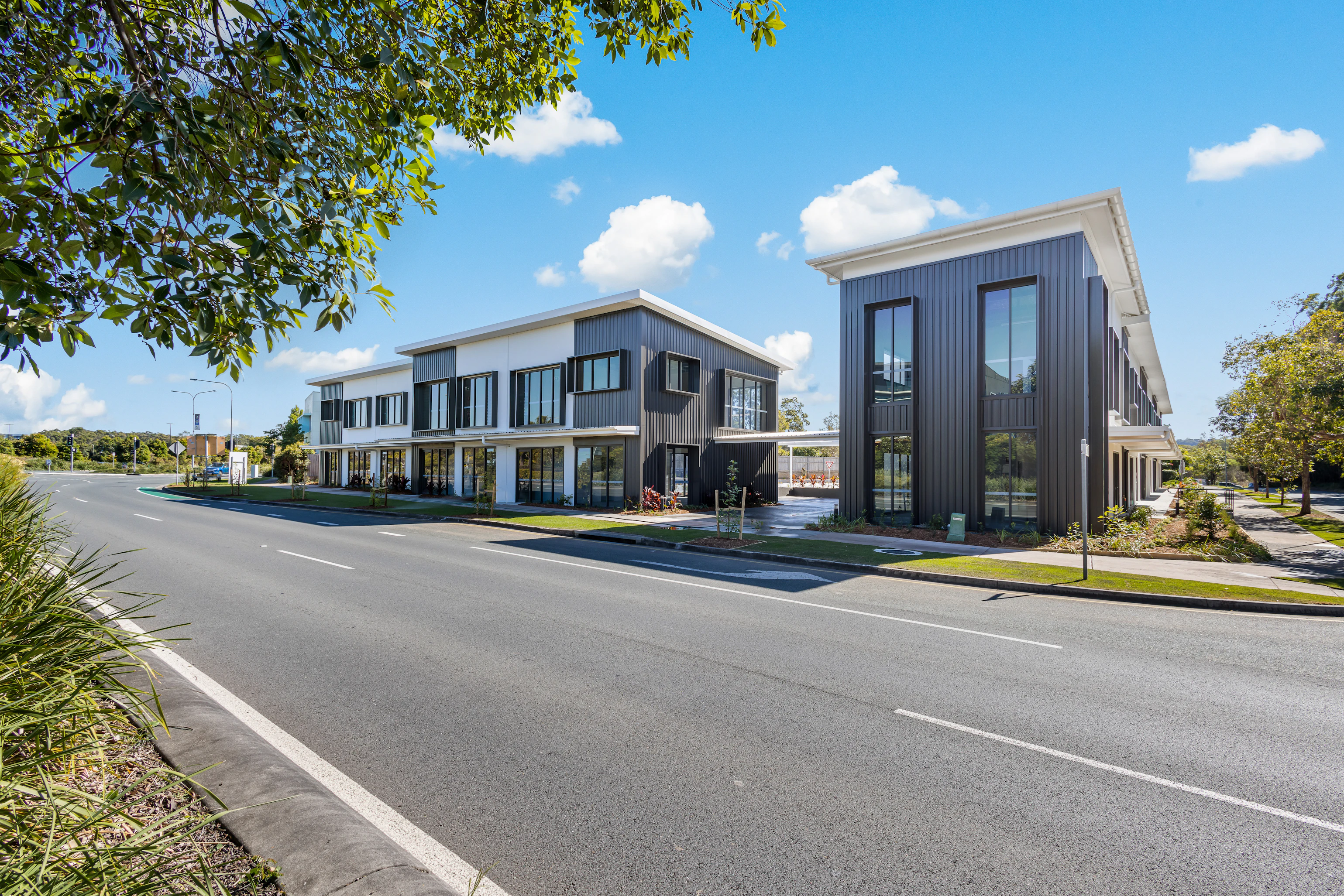 Partnership Place commercial units exterior aerial view, Sippy Downs QLD
