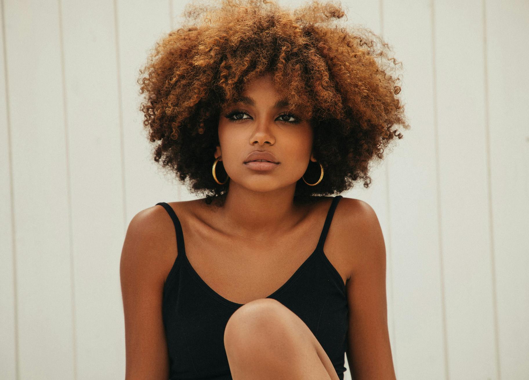 Woman with curly hair