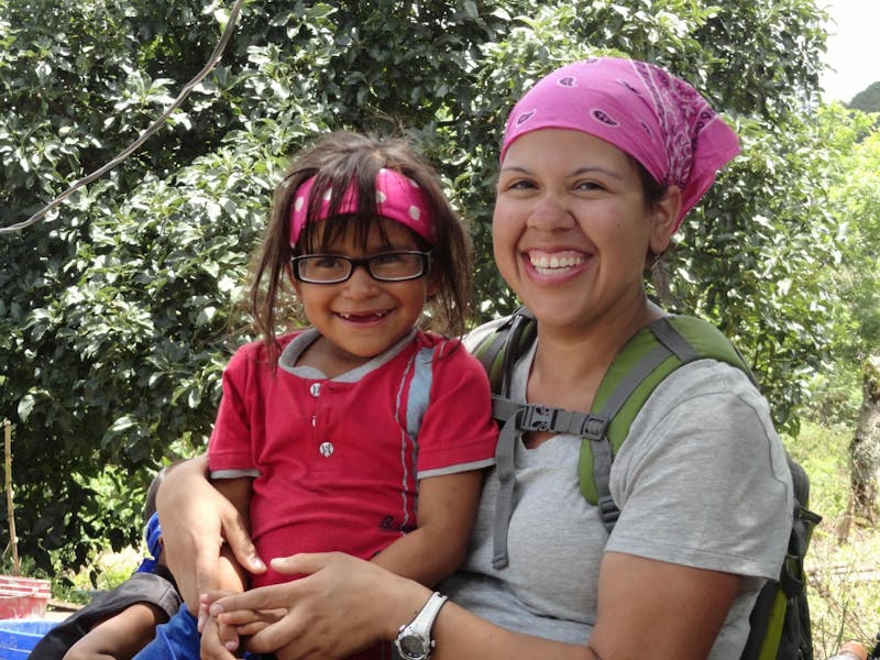 a woman and child sitting