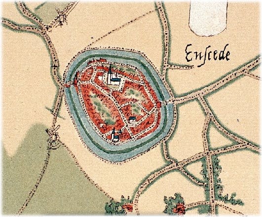 Oude kaart van Enschede