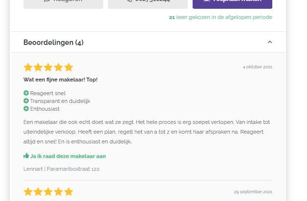 Voorbeeldreactie Mijn Verkoopmakelaar Beoordelingen