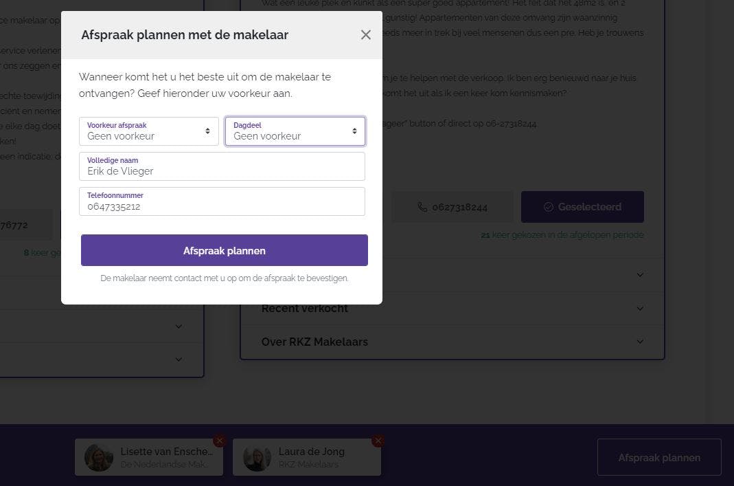 Voorbeeldreactie Mijn Verkoopmakelaar Afspraak plannen