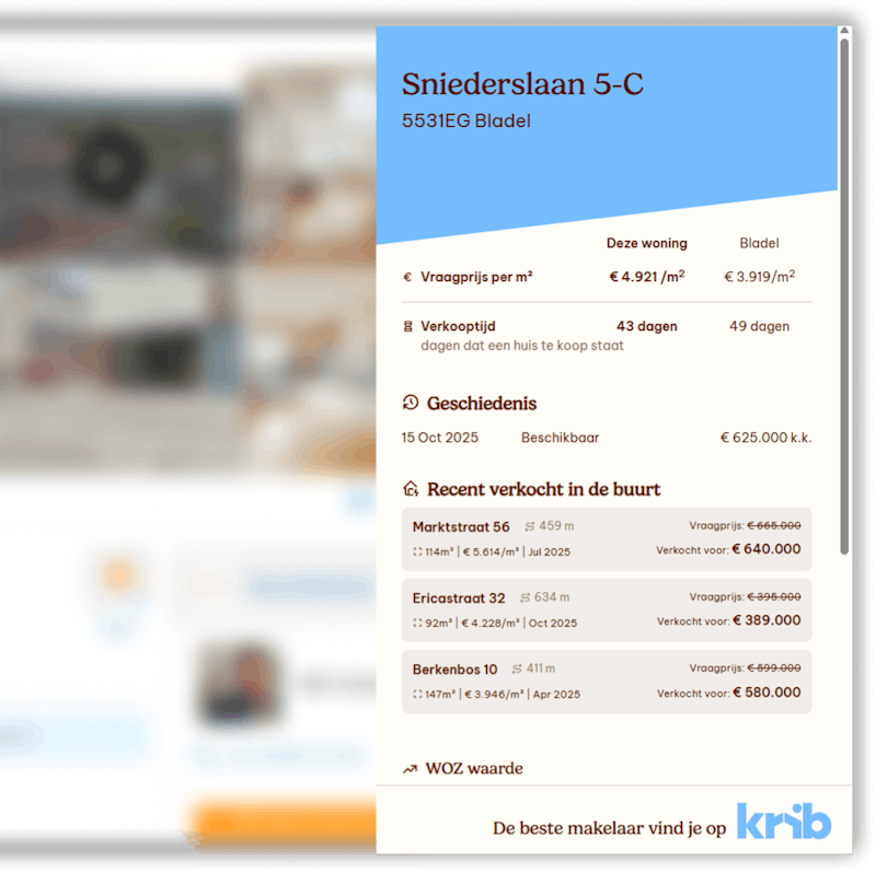 Printscreen van Krib Inzicht plugin