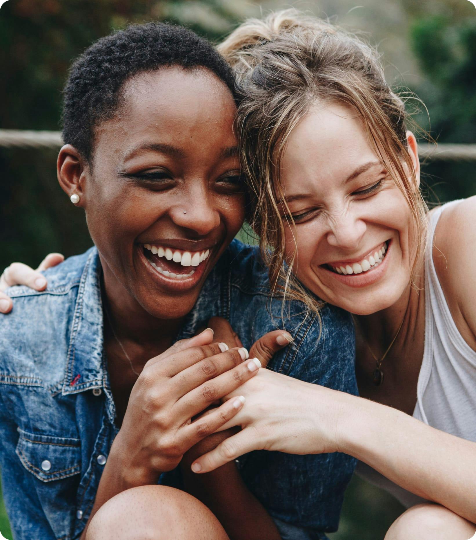 two girls smiling