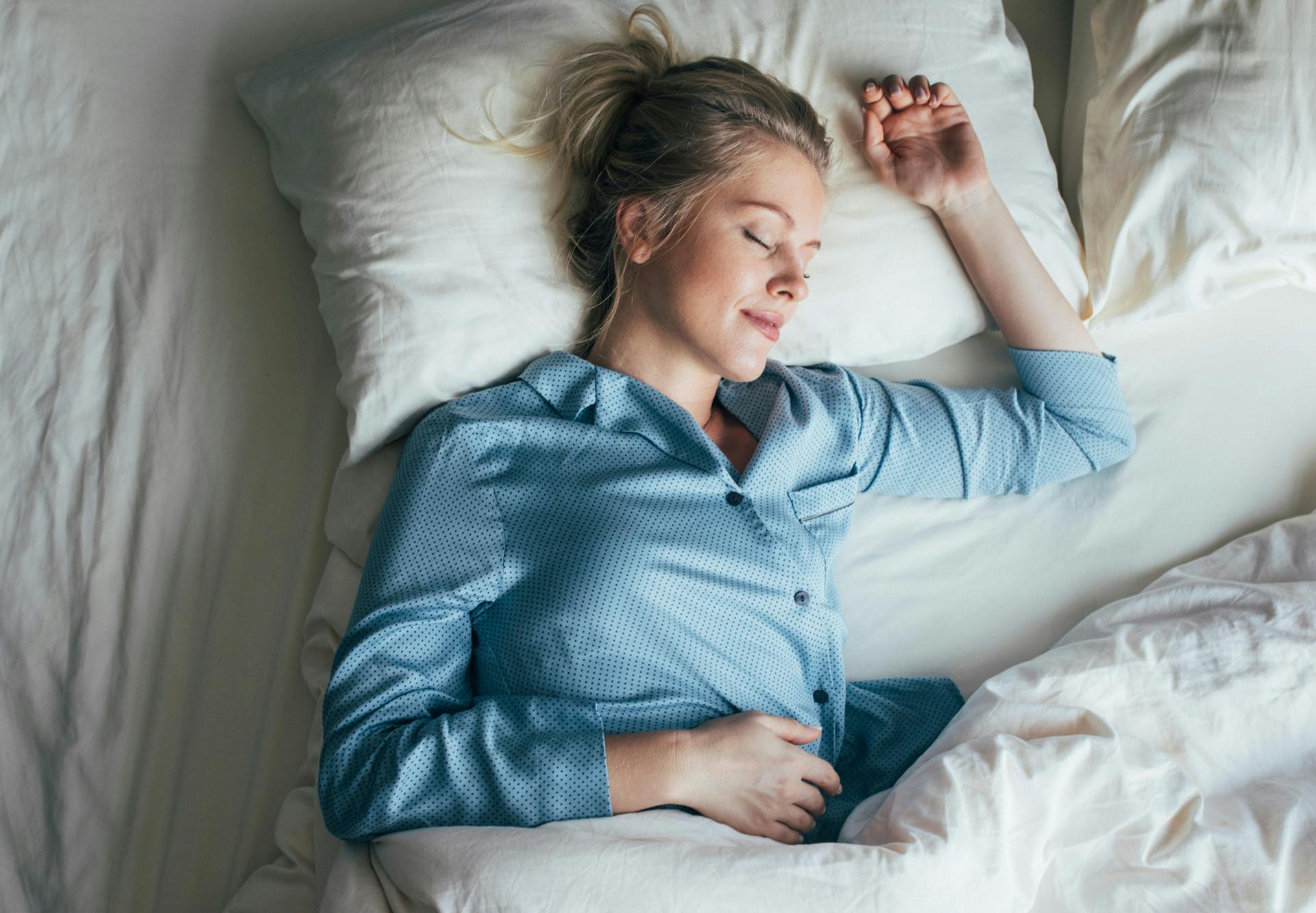 sound asleep in silk pajamas