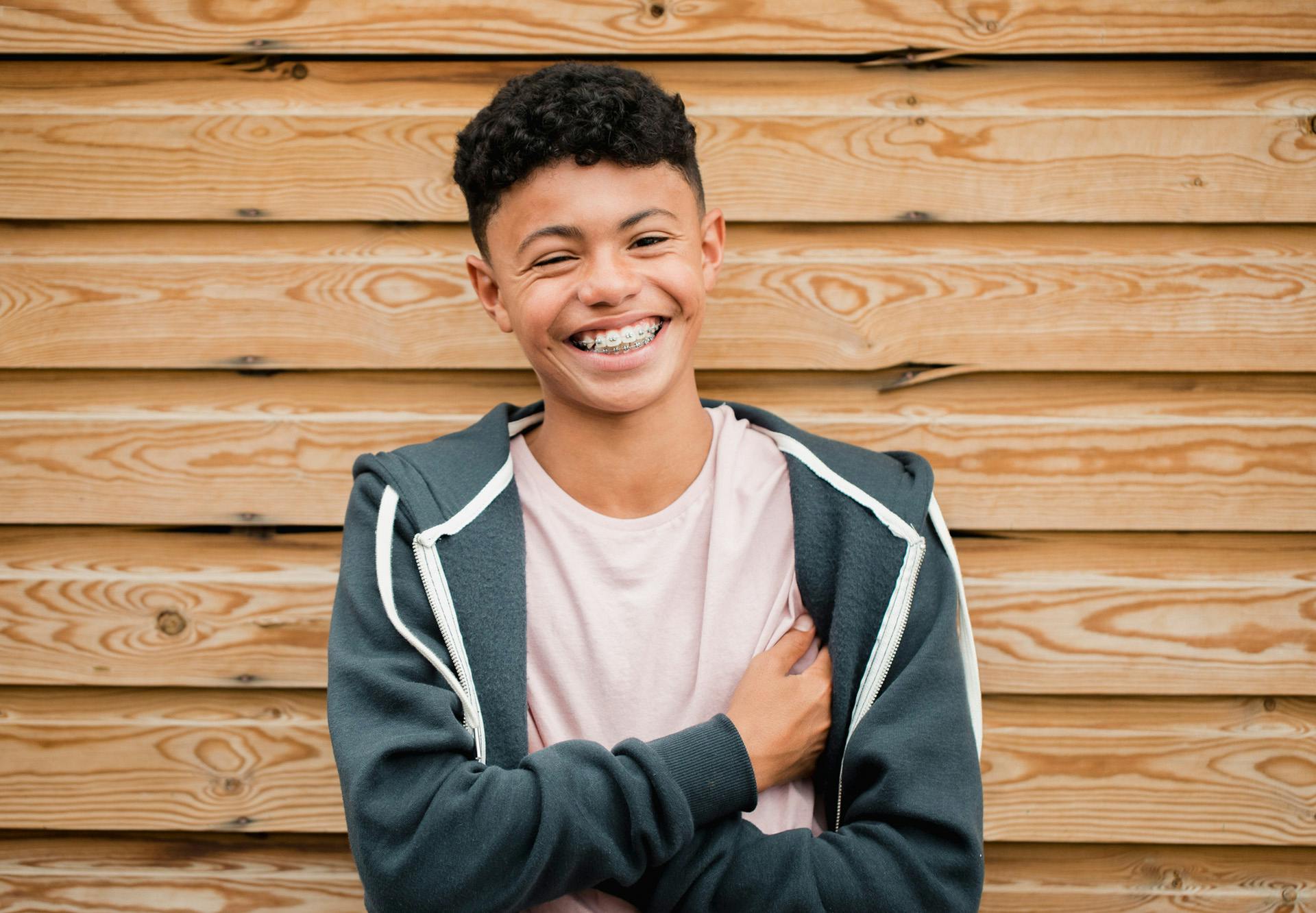 smiling with braces