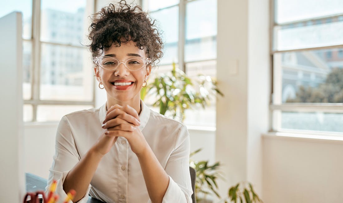 sitting at the office