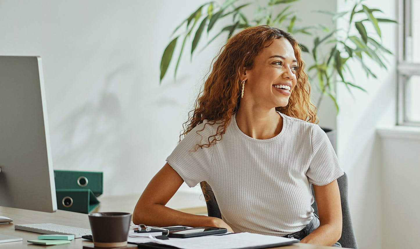 smiling at work