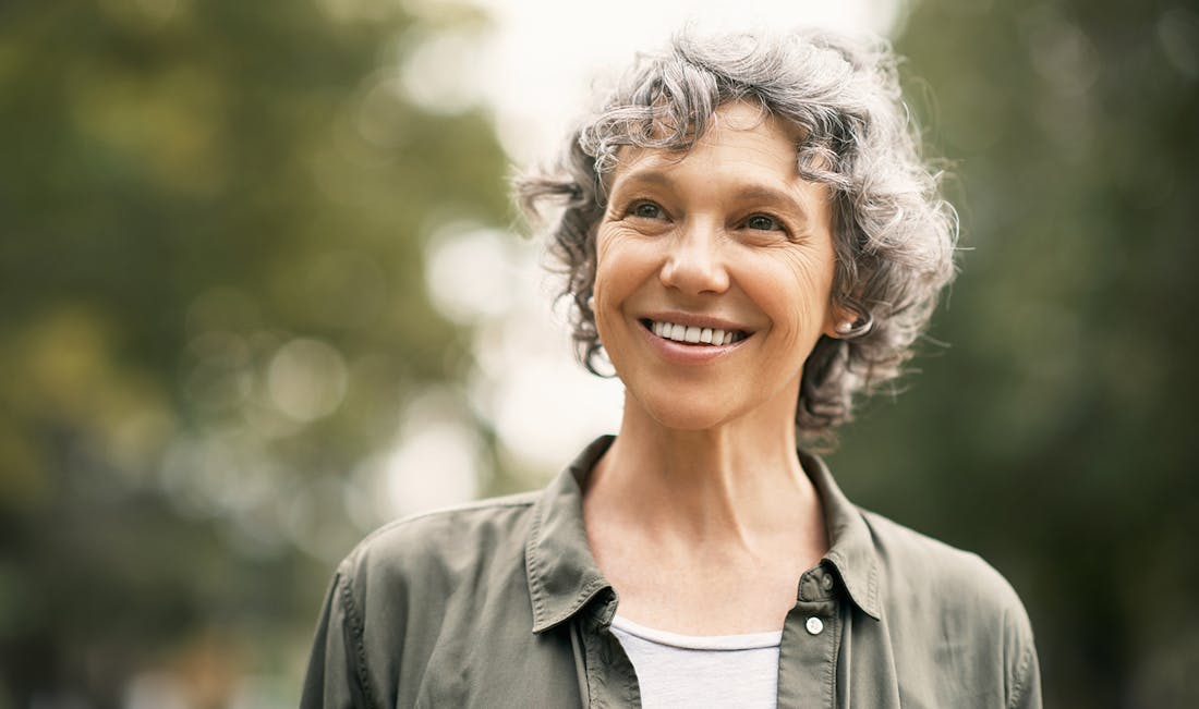 smiling on afternoon stroll