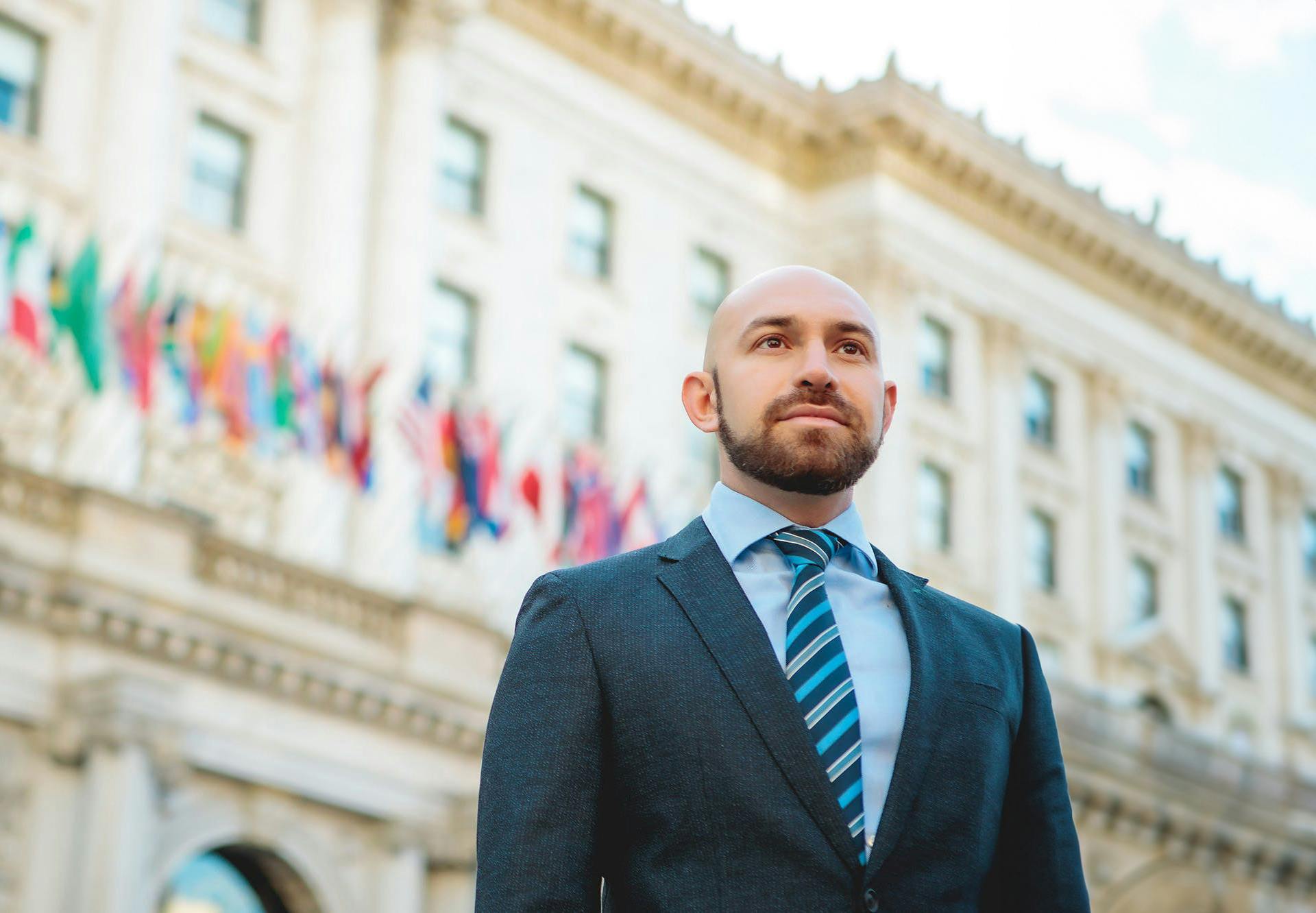 doctor in front of building