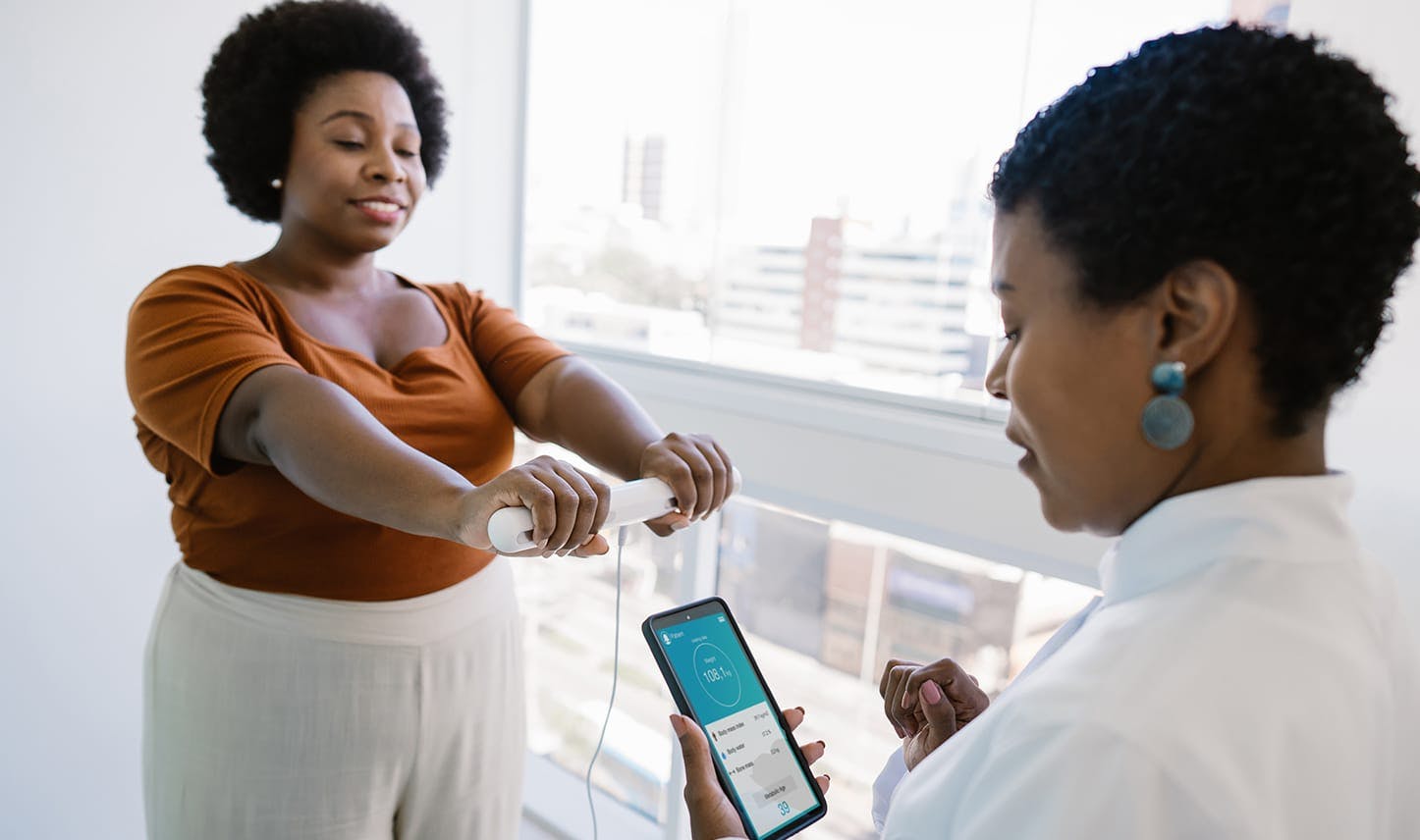 woman and doctor