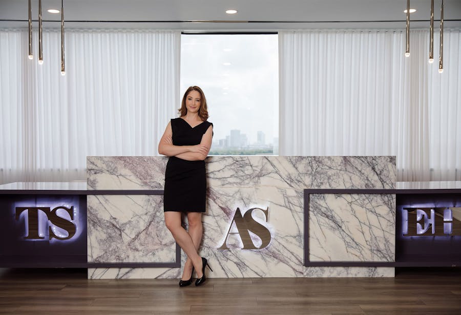 angela sturm standing in the lobby
