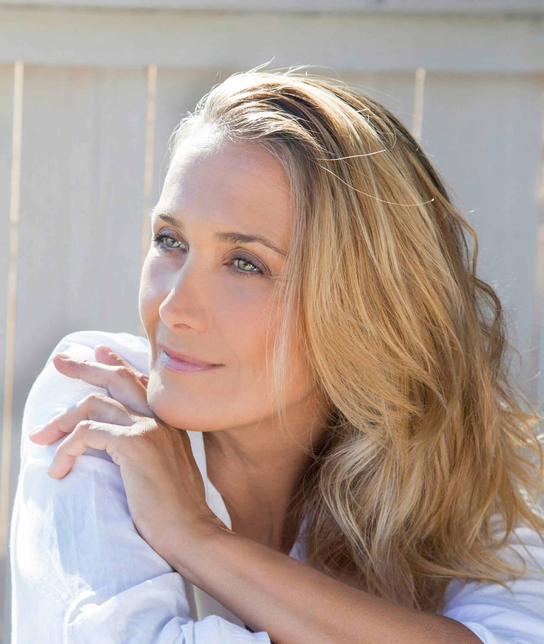 close up of woman looking off camera